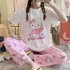 Venda Quente Diversos Camisolas de Verão de Manga Curta, Pijamas de Estilo Sudeste Asiático e Coreano para Mulheres, Calças Longas de Verão de Manga Curta, Roupas de Casa Largas