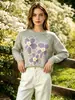 Suéter Floral Tridimensional de Amazon Fashion para Mujer, Cuello Redondo, Tejido Suelto y Suave, Nuevo Top Adelgazante de Otoño e Invierno