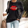 Transfronterizo 2020 otoño e invierno nuevo Amazon artículos de deseo soporte estampado de labios cuello redondo manga larga casual holgado