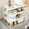 Estante de almacenamiento para encimera de cocina, soporte para ollas extensible, estante de almacenamiento multifuncional para microondas y olla arrocera para el hogar