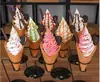 Simulación de modelo de helado caja de luz de exhibición comercial molde de cono de helado adorno letrero grande anuncio de cono de gofre helado falso