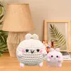 Paquete de Materiales de Ganchillo Muñecas Conejito Ruborizadas para Principiantes Dificultad DIY Llavero Colgante para Mochila Escolar