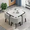 Conjunto simple de mesa y sillas de oficina para negociación, diseño creativo para salas de reuniones, cafeterías y áreas de recepción casuales; mesa redonda pequeña para comedor