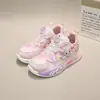 Tênis esportivo infantil de malha dupla tamanho 28-33 para meninas, tênis infantil casual com velcro atacado 6429