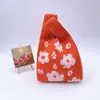 Bolsa Tricotada Feminina Bolsa de Mão Chapéu Balde Panda Fofo Combina com Tudo Bolsa de Mão Casual Bolsa Tote da Moda Bolsa para Lancheira