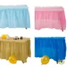 Conjunto de Saia de Mesa Impermeável e à Prova de Óleo de PEVA para Festas de Aniversário, Casamentos, Reuniões Coloridas e Decorações de Recepção