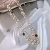 Collar de Perlas con Goteo de Aceite de Flor de Vidrio Transfronterizo Europeo y Americano para Mujer, Cadena de Suéter Exagerada en Capas, Collar de Lujo Ligero de Gama Alta