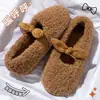 Pantuflas de Algodón Mary Jane para Mujer 2026 Estilo Nuevo Invierno Interior Hogar Suela Gruesa Felpa Cálido Antideslizante Cubierta de Talón Zapatos Postparto