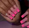 Peças de Nail Art Mais Vendidas Transfronteiriças, Coleção Estilo Diamante Francês, Peças de Nail Art Longas com Glitter Estrela Francesa Doce Atacado