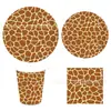 Mm154 Louça com Padrão de Girafa Padrão Animal Festa Feriado Louça para 8 Pessoas Conjunto de 4 Peças Prato de Papel Copo de Papel