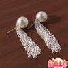 Agujas de plata 925 realmente muchos aretes de borla de perlas grises temperamento diseño nicho de lujo ligero aretes de alta gama aretes de mujer