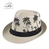 Sombrero de Playa de Protección Solar de Verano para Mujer, Sombrero Jazz con Estampado de Palmera, Sombrero de Paja Transpirable para Hombre