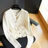 Cárdigan de punto casual con dobladillo enrollado, cuello redondo y manga larga para mujer, camiseta básica fina para usar como capa exterior, nuevo modelo de principios de otoño 2026 H081307