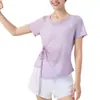 Top de Running y Fitness de Seda Helada Transpirable Delgado de Verano, Cubre Ropa de Yoga de Malla Versátil, Cubre Ropa Deportiva de Secado Rápido de Manga Corta