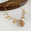 Collar con Borla de Concha y Cuentas Acrílicas para Mujer, Cadena para Clavícula de Lujo Ligero de Gama Alta, Joyería de Moda Versátil de Nicho al por Mayor