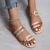 Sandalias de verano al aire libre sin cordones de moda europea y americana de talla grande, nuevo modelo de comercio exterior, color block, punta cuadrada plana