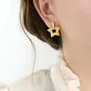 Nuevos Pendientes Estilo Chino Estilo Hong Kong Retro Estrella Estrella de Cinco Puntas Huecos Mini Versátiles Estrella Pequeña Pendientes Elegantes para Mujer