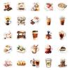 50 Adesivos Criativos Retro Graffiti de Café Decorativos para Geladeira Skate Capacete Copo de Água Adesivos à Prova d'Água Não Repetidos