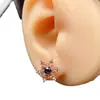 Aretes de Zafiro Natural Transfronterizos, Joyería de Plata 925 de Alta Gama de Nicho, Venta Directa de Fábrica de Joyería 5*6 Incrustado