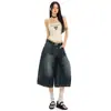 Pantalones casuales cropped de cintura alta con control de abdomen, de corte relajado, diseño de pierna ancha y una silueta moderna que estiliza, perfectos para el trabajo o el uso diario