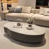 Mesa de centro de madera maciza color nogal, estilo francés minimalista moderno de lujo ligero, para uso en sala de estar, estilo wabi-sabi minimalista de alta gama color crema