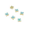 Pulsera de Flores de Cuatro Hojas con Piedra Turquesa Inlaidada con Perlas Espaciadoras de Zirconia de Oro Real de 18K que Conserva el Color Pulsera Collar Accesorios DIY C45