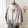 Bufanda Chal de Cuadros Estilo Coreano Imitación Cachemir para Hombres y Mujeres, Moda Otoño e Invierno para Viajes Diarios, Bufanda con Borlas