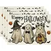 Manteles individuales de calabaza y fantasma de Halloween transfronterizos para decoración de fiestas en casa, manteles individuales y servilletas divertidos y aterradores de fantasma