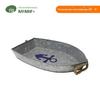 Bandeja de metal direto da fábrica para uso doméstico, tipo barco, chapa de ferro galvanizado, bandeja de frutas com alça de corda de cânhamo