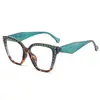 Gafas de Sol de Moda Transfronterizas Europeas y Americanas para Mujer, Gafas de Sol Tachonadas Versátiles de Moda, Gafas con Bloqueo de Color y Luz Azul para Hombre