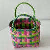 Cesta de Presente para Celebridade da Internet Presente de Acompanhamento Cesta de Presente para Lua Cheia Bolsa de Praia Cor Tecido Multicolorido Fita de Embalagem Bolsa Cesta Tecida