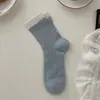 Calcetines sin costuras para mujer, estilo coreano, calcetines de media pantorrilla con bloques de color, calcetines finos de media pantorrilla calados para primavera y verano, calcetines de algodón holgados