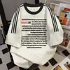 Camiseta Corta de Verano Retro Americana con Costuras de Color Contrastante para Hombres y Mujeres con Tres Rayas Estampado de Letras Top Holgado Ins