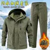Jaqueta de Veludo Outono e Inverno Transfronteiriça Conjunto Impermeável e à Prova de Vento Soft Shell Jaqueta Masculina de Algodão Estilo Grosso para Exterior