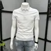 Camisa polo bordada cor damasco cruzada masculina manga curta camiseta verão 2026 nova casual meia manga marca tendência slim fit