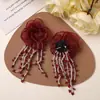 Hada Gentil Blanco Borla Cuentas de Arroz Tul Rosa DIY Estilo Festivo Pendientes Pendientes Corsage Femenino Accesorios para el Cabello