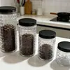 Frasco Sellado de Vidrio Diamante Frasco de Almacenamiento de Granos de Cocina Patrón Cuadrado Frasco de Almacenamiento de Dulces Nueces Snacks para el Hogar Al por Mayor