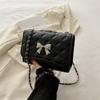 Bolso de Hombro Moda Diamante Acolchado Cadena Bolso para Mujer 2024 Verano Nuevo Bolso Cruzado Popular Lazo Viajero Pequeño Bolso Cuadrado