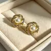 Brincos de tarracha com pérola e zircônia para mulheres, brincos com pino de prata 925, design de nicho, brincos de alta qualidade e elegantes, fornecimento de fábrica no atacado