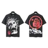 Camiseta de manga corta holgada HELLSTAR Hell Star estilo americano transfronteriza para hombre, marca de tendencia de alta calle, camiseta lavada