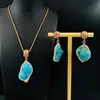 Conjunto de Collar Colgante y Pendientes Estilo Palacio de Moda Turquesa para Mujer, Versátil Hecho a Mano Incrustado con Turquesa al por Mayor desde el Fabricante
