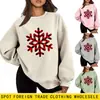 Amazon Wish Site Independente Moda Casual Versátil Feminino Xadrez Preto e Vermelho Floco de Neve Espesso Quente Gola Careca Moletom