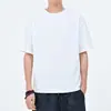 Camiseta Masculina de Verão Estilo Chinês Fina Tendência Manga Curta Gola Redonda Solta Cor Sólida Camisa Básica Casual