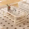 Mesa de Centro para Sala de Estar, Nuevo Modelo 2024, Lujo Ligero, Sensación de Alta Gama, Mesa para Apartamento Pequeño, Vidrio Templado, Mesa de Centro Estilo Crema
