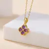 Pingente de Ametista Natural Prata Yilu Prata Esterlina S925 Bola de Cristal Trevo de Quatro Folhas Pingente Requintado Modelo Mais Vendido Pronto em Estoque