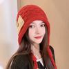Estilo coreano na moda Ano Novo borla vermelha Chapeuzinho Vermelho feminino outono e inverno feito à mão malha pulôver lã chapéu todos os jogos chapéu de proteção para as orelhas