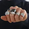 Anillo Vintage Desgastado para Hombre, Estilo Hip-Hop Callejero Americano Anillo de Calavera con Cruz, Suministro de Accesorios de Moda