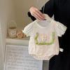 Ropa de verano para niñas, tipo wrap, para hacer pipí, nueva ropa fina estilo coreano para niñas, con conejito, para bebés, manga corta, estilo occidental, ropa para niños