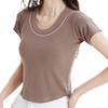 Camiseta de Mujer de Manga Corta con Cuello Redondo de Hilo Modal Rayón Delgado Sección Delgada Aspecto Adelgazante Camiseta Básica Negra y Blanca Entrega al por Mayor