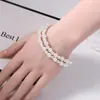 Estilo Francés Doble Capa Apilado Limpio Simple Blanco Perla de Imitación Collar Pulsera conjunto Lujo Ligero Alto Grado Sensación